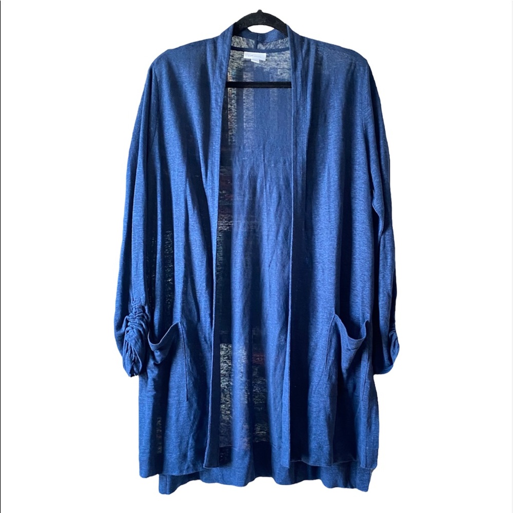 J. Jill | Love Linen Lightweight Navy Blue Open Cardigan